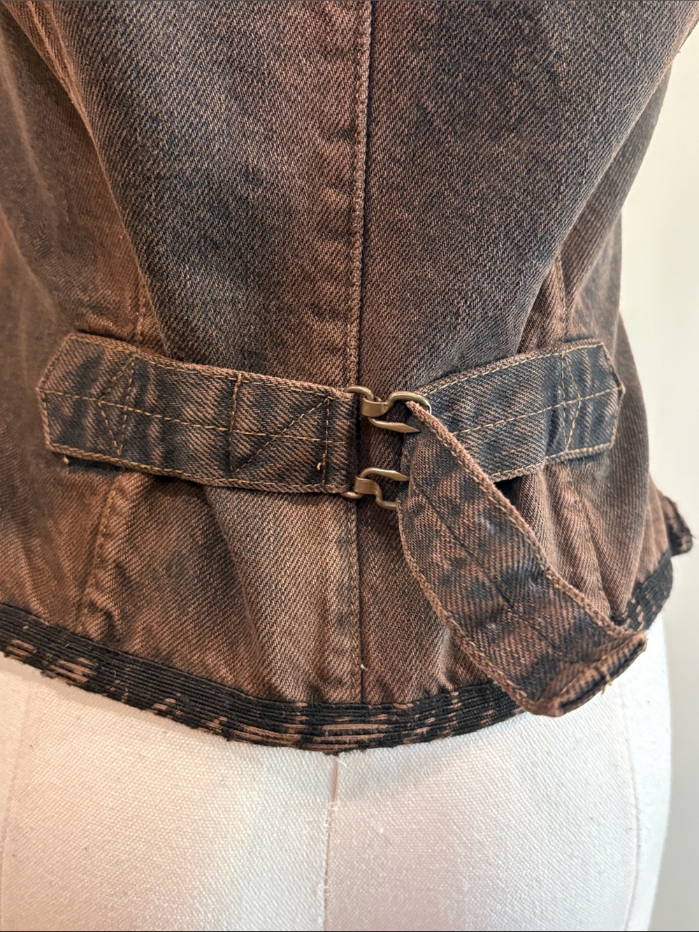 Vintage Ralph Lauren Blue Label Equestrian Brown Denim Button Up Vest size 8 - Picture 8 of 14